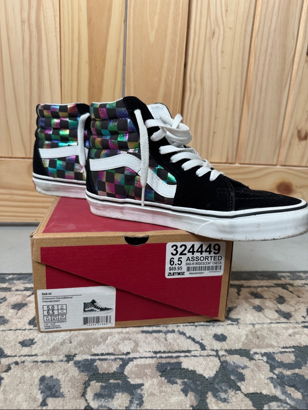 Vans Sk8-Hi Black with Iridescent Checkerboard Panels